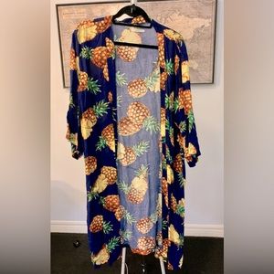 Do Everything In Love One Size Pineapple Print Kimono Duster Cardigan Cover Up